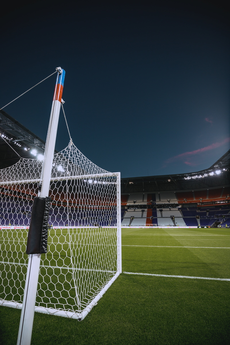 night, 5K, lawn, net - sports equipment, sport, tribunes, soccer field, copy space, metal, goal, grass, playing field, soccer, nature, illuminated, sky