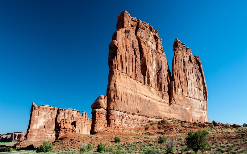 Rocks, brown, 2K, Sky, Blue, pedestals, stone, Mountains