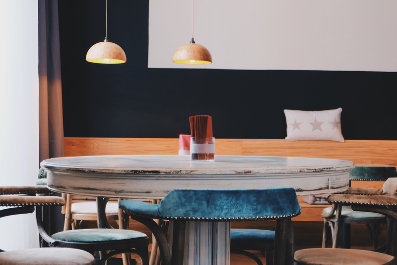 no people, incense, wood - material, indoor, empty, seat, household equipment, table, glass - material, wooden, absence, round, indoors, sticks, electric lamp