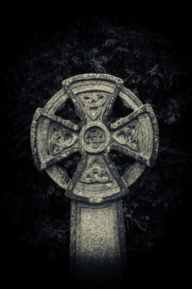 no people, close-up, art and craft, religious, gravestone, concrete, spirituality, celtic, cross, cemetery, stone, carving - craft product, creativity