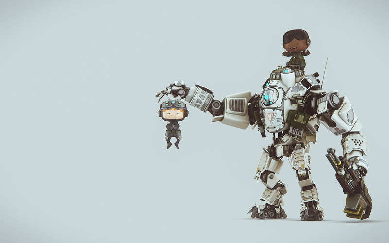 studio shot, futuristic, toy, video games, digital art, copy space, male likeness, art and craft, 1080P, SliD3, machinery, full length, character, weapon