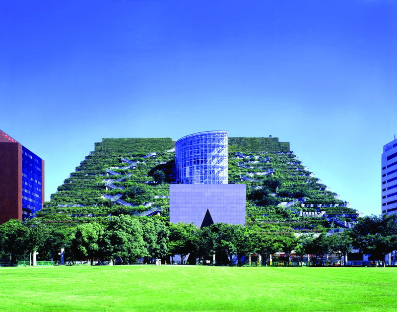 acros, fukuoka, 3d and abstract, 2008 greenroofs calendar, emilio ambasz and associates, 1080P, green roofs, hall, prefectural, hiromi watanabe, international