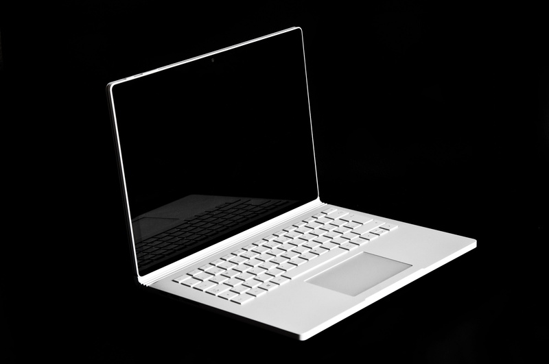 copy space, black background, silver colored, notebook, global communications, black color, wireless technology, open, modern, black and white, no people