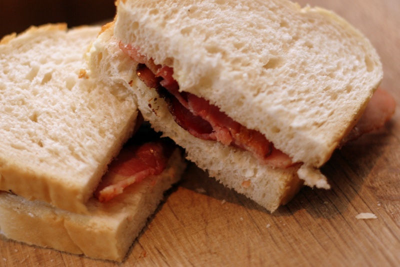 indoors, wood - material, breas, freshness, close-up, small group of objects, white bread, snack, bread, food and drink, food, no people, bacon, chopped