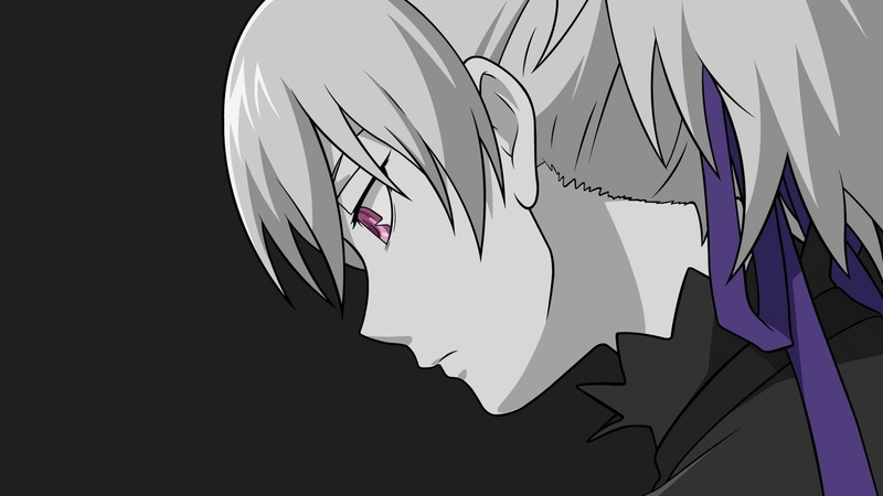 black background, purple, white color, design, studio shot, Darker than Black, art and craft, representation, communication, drawing - art product, close-up