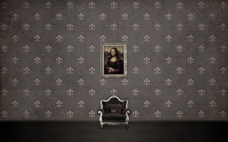 chair, mona, armchair, 2K, painting, mona lisa, patterns, lisa, 2560x1600, texture, picture