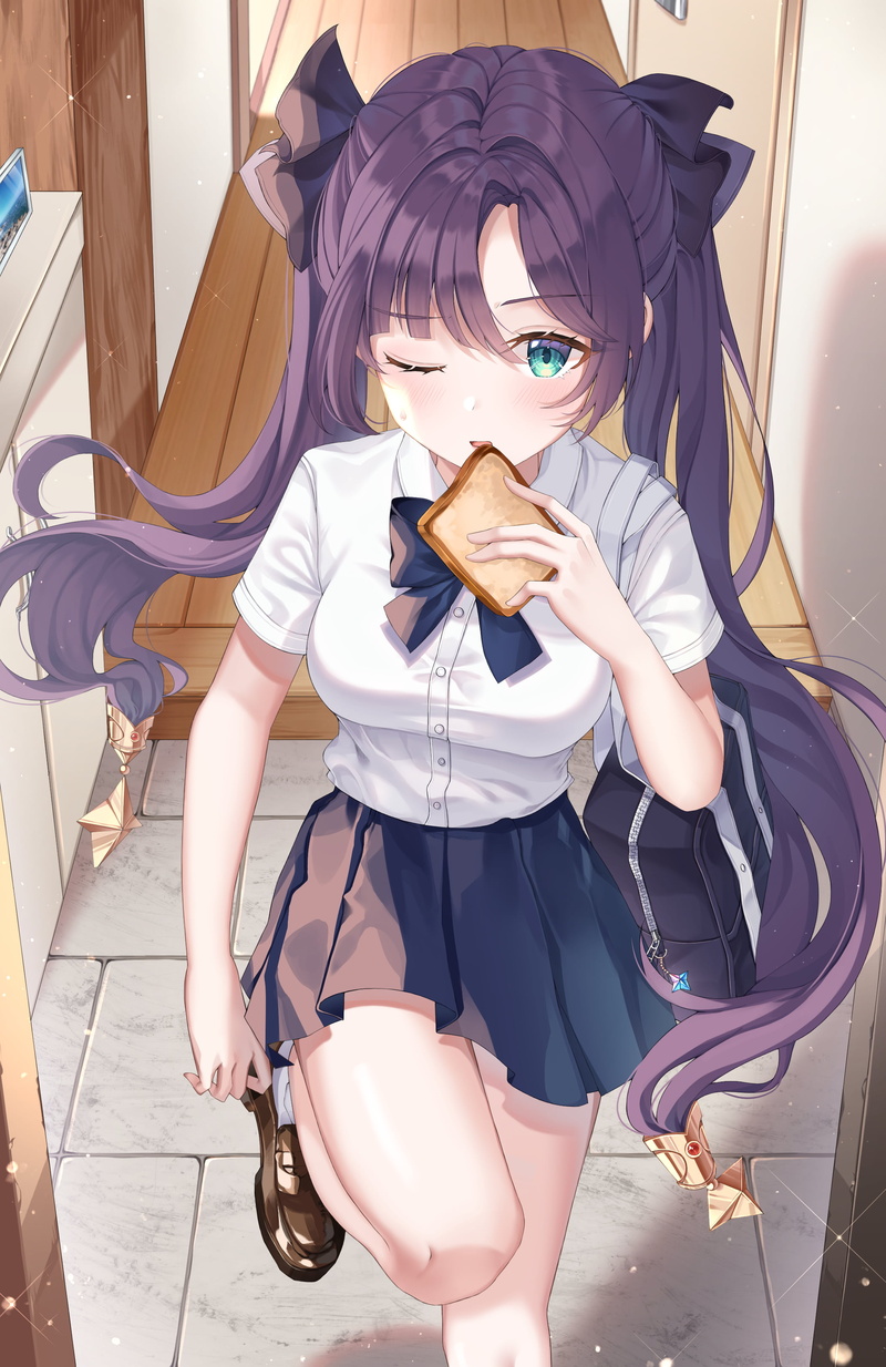 Mona (Genshin Impact), vertical, anime girls, 2K, one eye closed, Genshin Impact, Biyen