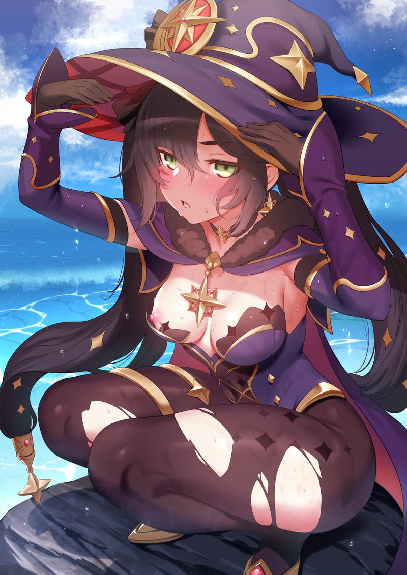 anime girls, thighs, Mona (Genshin Impact), Genshin Impact, thigh-highs, 4K, bodystockings