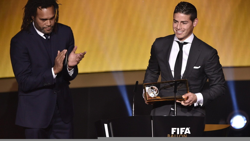 french, midfiedler, ballon dor, puskas, 2015, award, christian, speaks, r, l, 1080P, player, former, colombia, s, james rodriguez, football, receiving