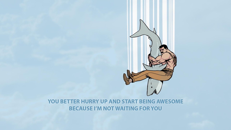 awesome, m, hugging, 1920x1080, funny, better, start, text, waiting, 1080P, hurry, shark