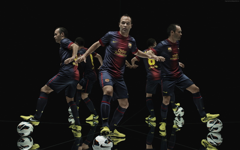 nike, Andres Iniesta, barca, 4K, barcelona, football