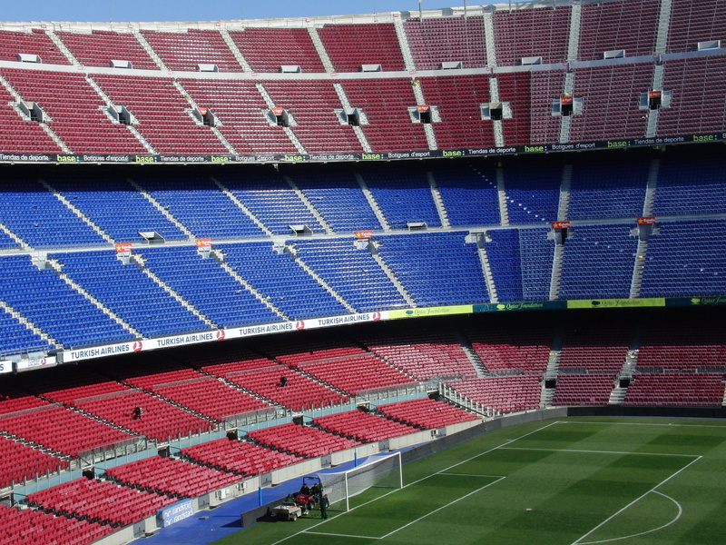 absence, rush, built structure, high angle view, seat, no people, empty, stadium, grass, sport, barcelona, camp nou, grandstand, 2K, nature, audience