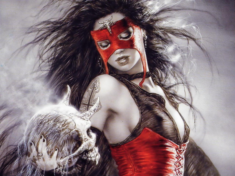 fantasy, luis, mask, gothic, royo, 720P, women