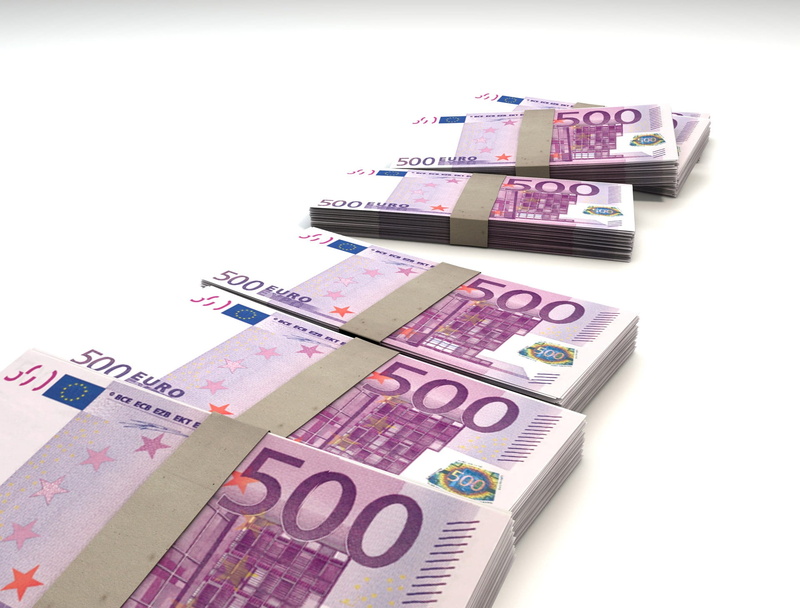 500, large group of objects, wealth, heap, buy, bundles, business, cut out, investment, successful, studio shot, close-up, still life, euro, high angle view