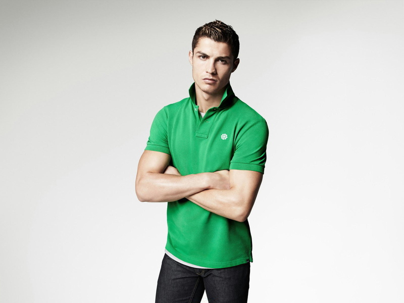 white background, portrait, 720P, shirt, t, green color, christiano, cristiano, studio shot, green, hairstyle, indoors, men, Football, looking at camera