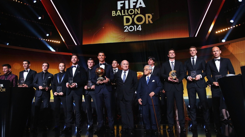 flanked, blatter, real, winners, s, cristiano, 1080P, portugal, winner, joseph, 2015, football, fellow, d, lionel, president, ballon dor, fifa, ballon