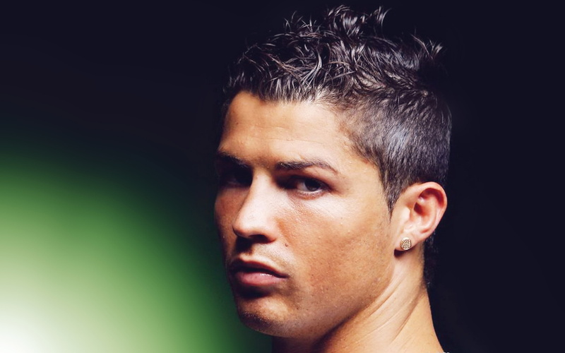hair, human body part, soccer, hot, profile view, ronaldo, hairstyle, serious, looking, young men, adult, one person, handsome, black background, colored background
