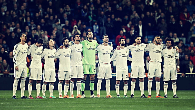 grass, players, soccer, soccer player, 1080P, team sport, soccer field, athlete, group of people, Real Madrid, soccer team, people, sports equipment, standing