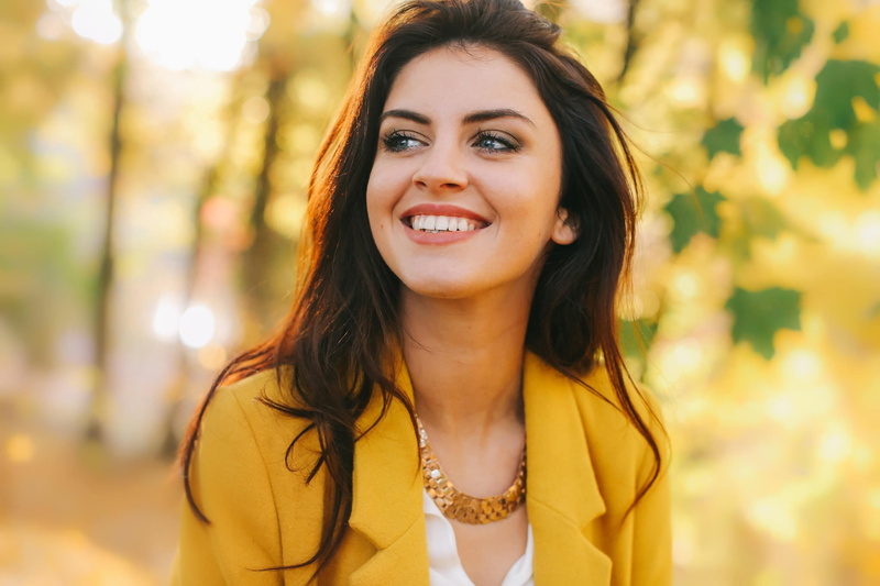 human face, portrait, happiness, cheerful, looking at camera, emotion, headshot, notched, women, woman, adult, yellow jacket, hairstyle, blazer, selective