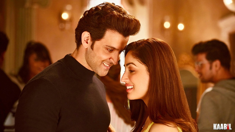 man, smiling, woman, 1080P, HD, Yami Gautam, inside, Kaabil, room, background, Hrithik Roshan, facing, people