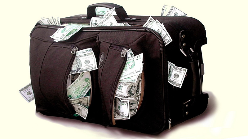 currency, bag, economy, travel, no people, business, suitcase, hand luggage, close-up, cut out, baggage, briefcase, 1080P, indoors, luxury, riches, black color