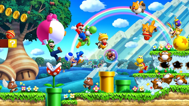 sky, digital composite, Mario, creativity, architecture, sculpture, human representation, multi colored, New Super Mario Bros. U, building, decoration