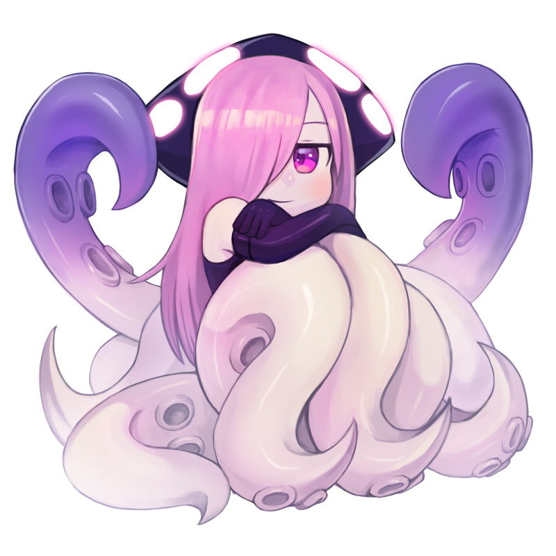 anime, anime girls, blush, Scylla, tentacles, blushing, monster girl encyclopedia, monster girl, 1080P, holding knees
