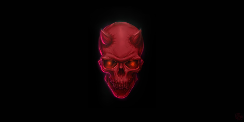 skull, Devil, black background, simple background, fantasy art, 5K