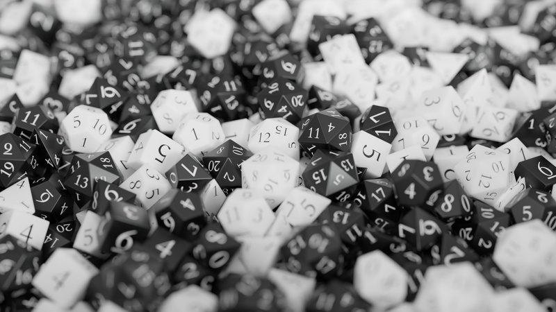 Dungeons and Dragons, d20, dice, 1080P, monochrome