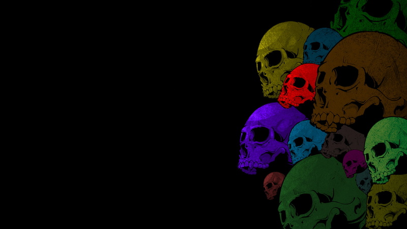 colorful, black, digital/artwork, skulls, 1080P, hd, illustration