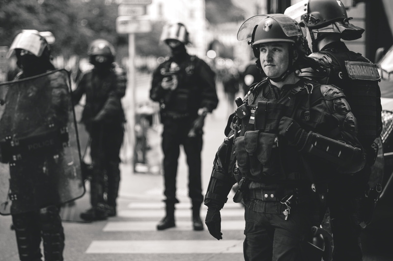 security, person, protection, lyon, three quarter length, safety, police, military, government, helmet, human, france, soldier, gelbwesten, day, real people