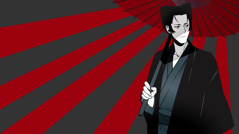 indoors, business person, flag, males, samurai, striped, men, shape, menswear, Monogatari Series, anime, 1080P, red, superhero, representation, standing