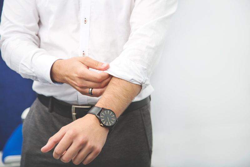 time, business, men, midsection, young adult, adult, watch, Fashion, rolled-up sleeves, hand, rolls, human hand, one person, wristwatch, photo, young men
