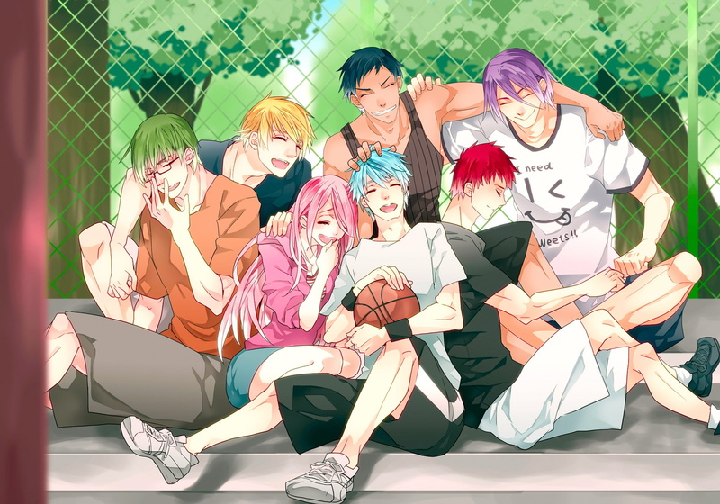 people, Aomine daiki, childhood, Kuroko tetsuya, lifestyles, Murasakibara atsushi, real people, females, men, young adult, casual clothing, girls, Midorima shintarou