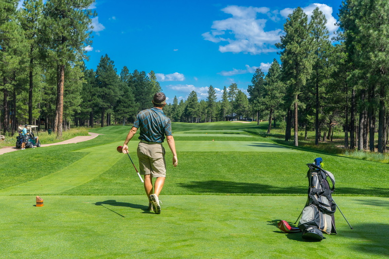 male, outdoors, sport, green color, day, 5K, shorts, taking a shot - sport, player, golfer, weekend activities, activity, one person, golf course, men
