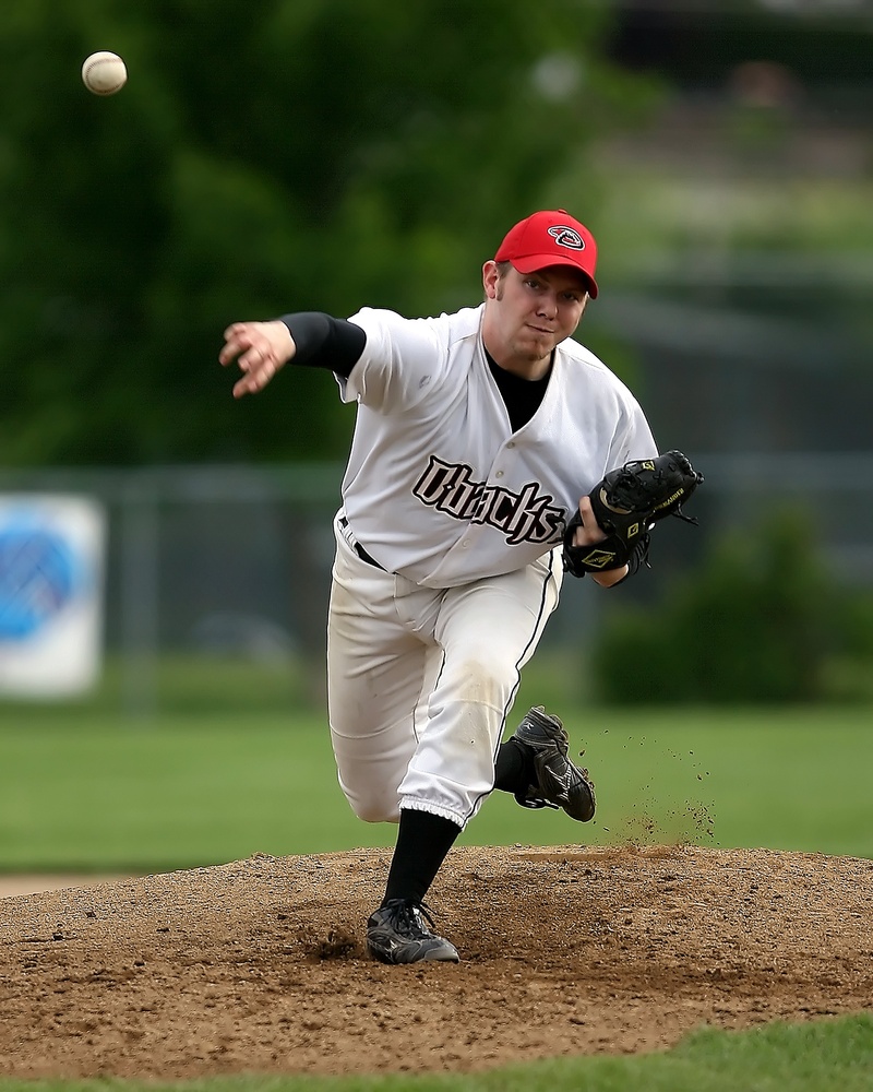 front view, base, baseball, day, full length, playing, hitting, baseball uniform, baseball Player, canada, man, baseball - Ball, ball, throwing, sport