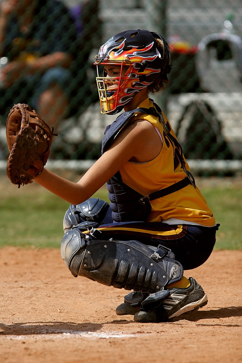 holding, player, infield, one person, athlete, teenager, leisure activity, catchers mitt, catchers mask, athletic, full length, crouching, helmet, texan