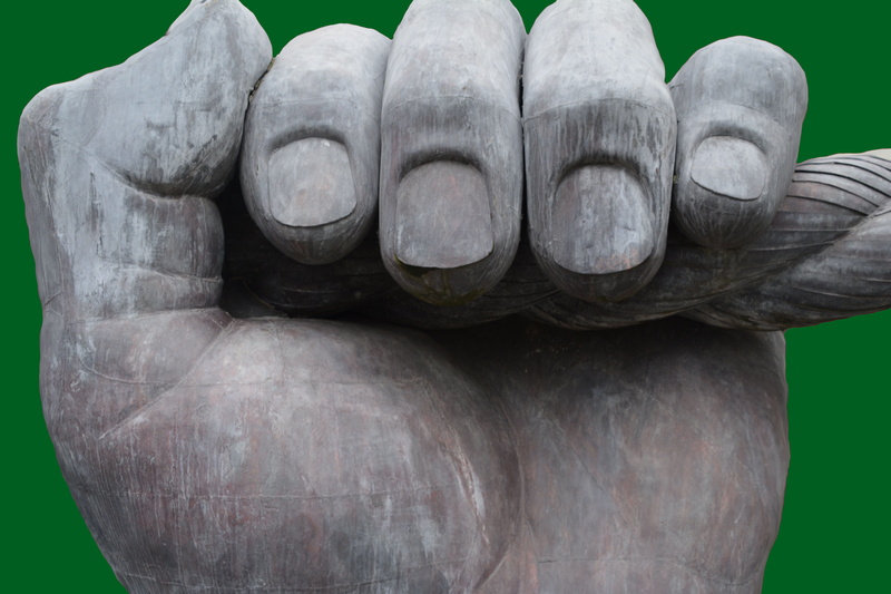 hand, human body part, feeling, metal, sculpture, fist, icon, still life, concrete, outdoors, fingers, art and craft, shape, representation, pattern, creativity