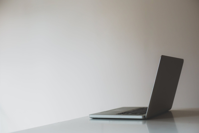 simplicity, Person on Computer, studio shot, wireless technology, side view, white background, gray, copy space, Computer, Desk, indoors, 4K, Office, Work