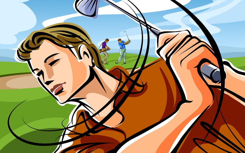 blow, field, figure, vector, players, stick, 1080P, Golf