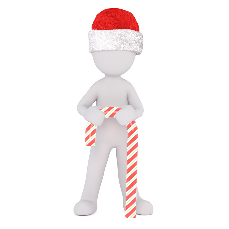white, studio shot, 8K, indoors, food, childhood, figure, toy, child, walking stick, candy cane, sweetness, sweet, red, red white, human representation