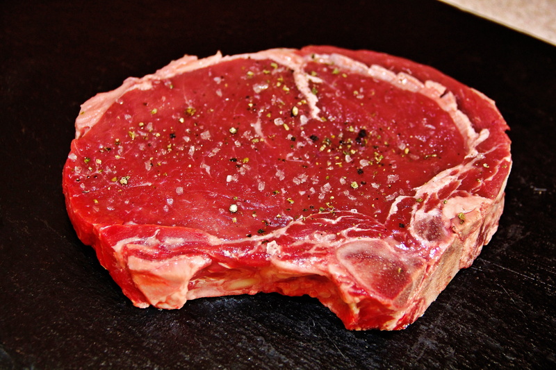 steak, kitchen, black background, indoors, red, ribeye, protein, raw food, food, restaurant, meat, preparation, food and drink, close-up, red meat, butcher