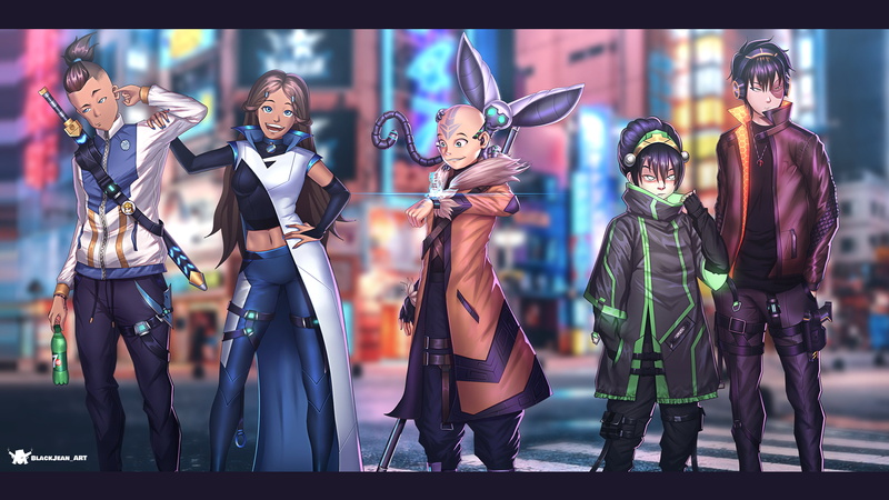 Katara, Aang, Avatar Kyoshi, Sokka, 2K, 113 Character, Toph Beifong, Avatar, anime boys, tech, Prince Zuko, cyber, cyberpunk, Avatar: The Last Airbender