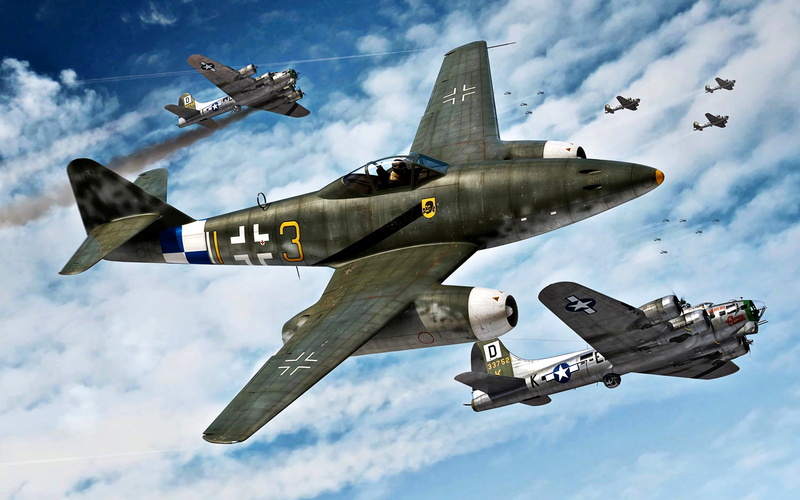 strategic bombing of Germany, The Defense Of The Reich, Me.262, B-17G, turbojet, German, 2K, Swallow, KG(J)54