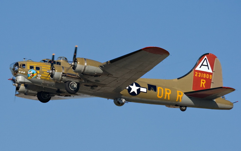 strategic bomber, Boeing B-17 Flying Fortress, star engine, Bomber, 1080P, military