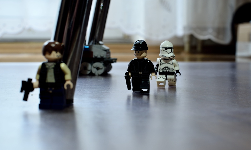 military, day, selective focus, male likeness, movie, close-up, focus, table, star wars, flooring, figurine, character, representation, two objects, lego