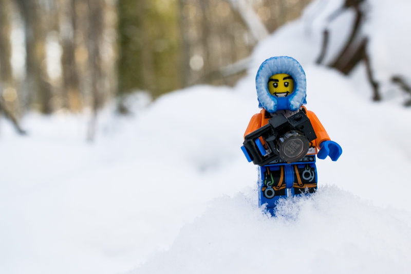 ice, winter sport, lego minifigure, iecava, white color, one person, nature, tree, photoshoot, warm clothing, forest, snowing, mountain, woods, outdoors
