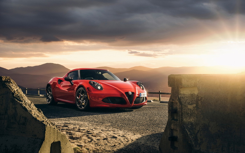 car, sports, c, launch, 4C, Launch Edition, alfa, romeo, sport, 2015, front, Alfa-Romeo, 2K, Sunset, edition, Red