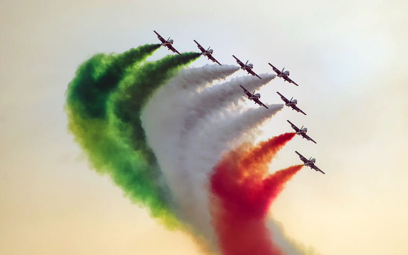 Indian Air Force, jet, Green, 2K, spraying, Saffron, White, Fighter jets, represents, italy, Smoke, show, photography, air, red