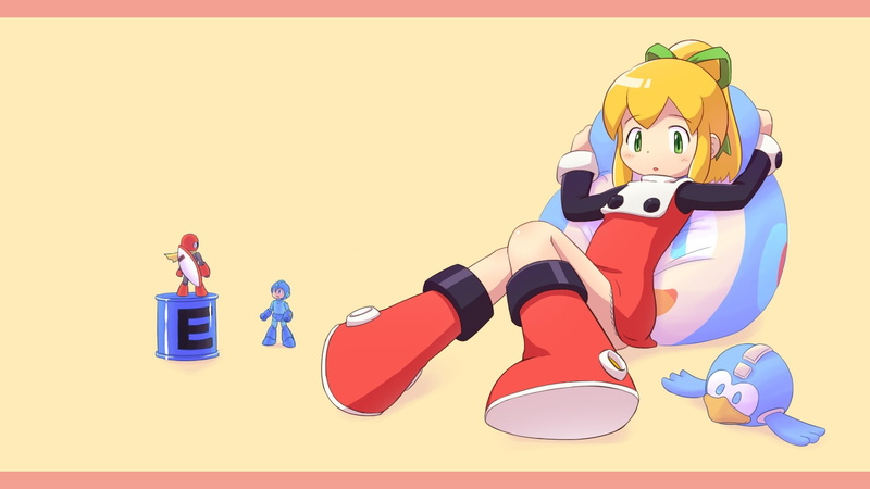 healthcare and medicine, cartoon, holding, occupation, Mega Man, colored background, sport, blonde, anime girls, red, Proto Man, communication, toys, 1080P